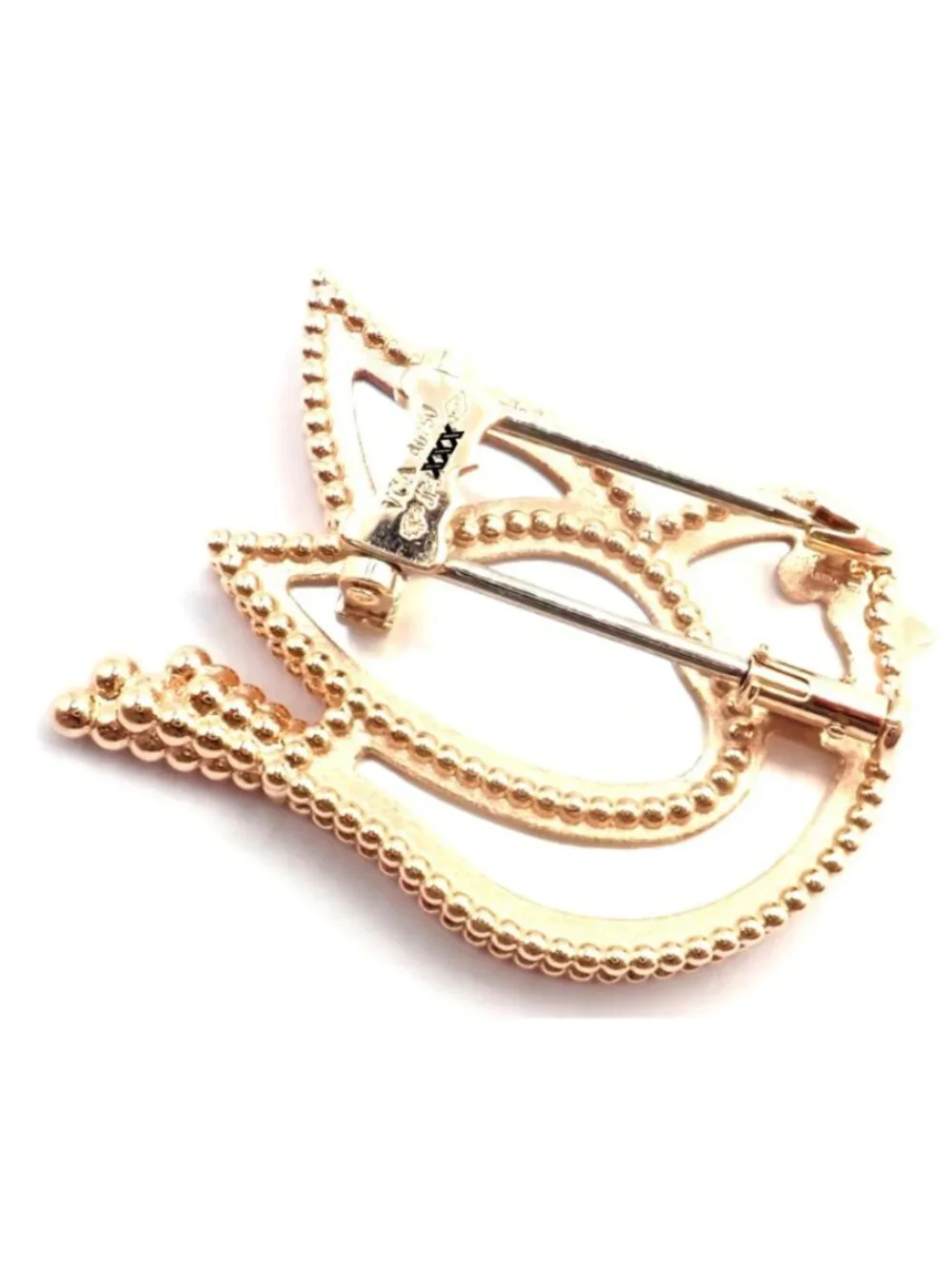 Van Cleef & Arpels Lucky Animals Dove 18k Rose Gold MOP Onyx Brooch Cert.